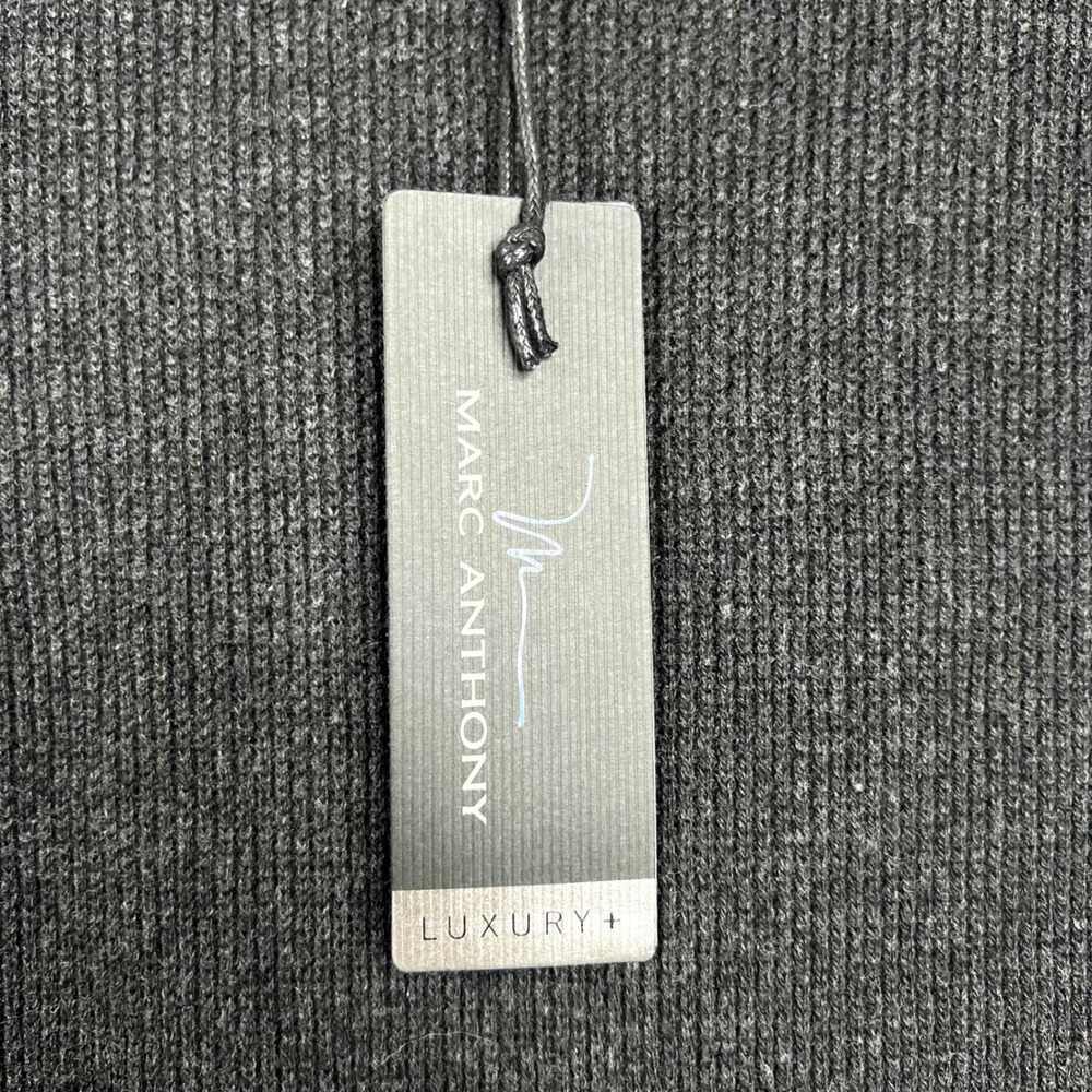 Marc Anthony Charcoal Crewneck Sweater Mens Large Slim Fit Luxe Tuck Stitch Crew - Picture 4 of 12